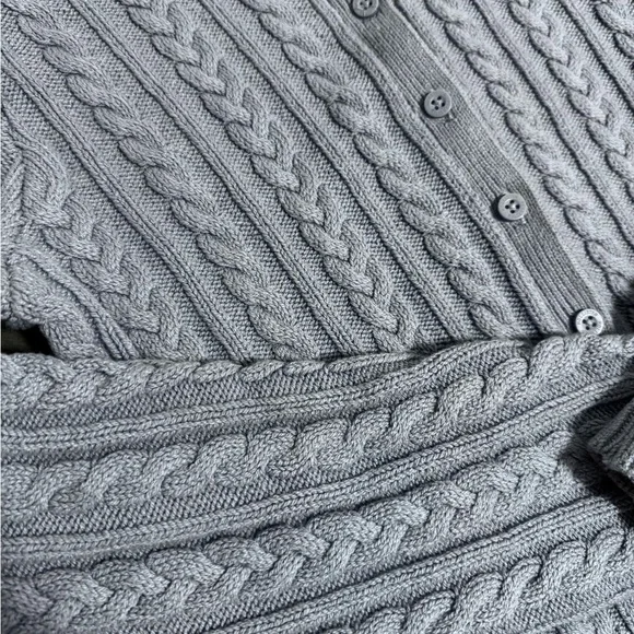 Hollister Blue Cropped Cable Knit Cardigan Sweater – Size M - Picture 3 of 4